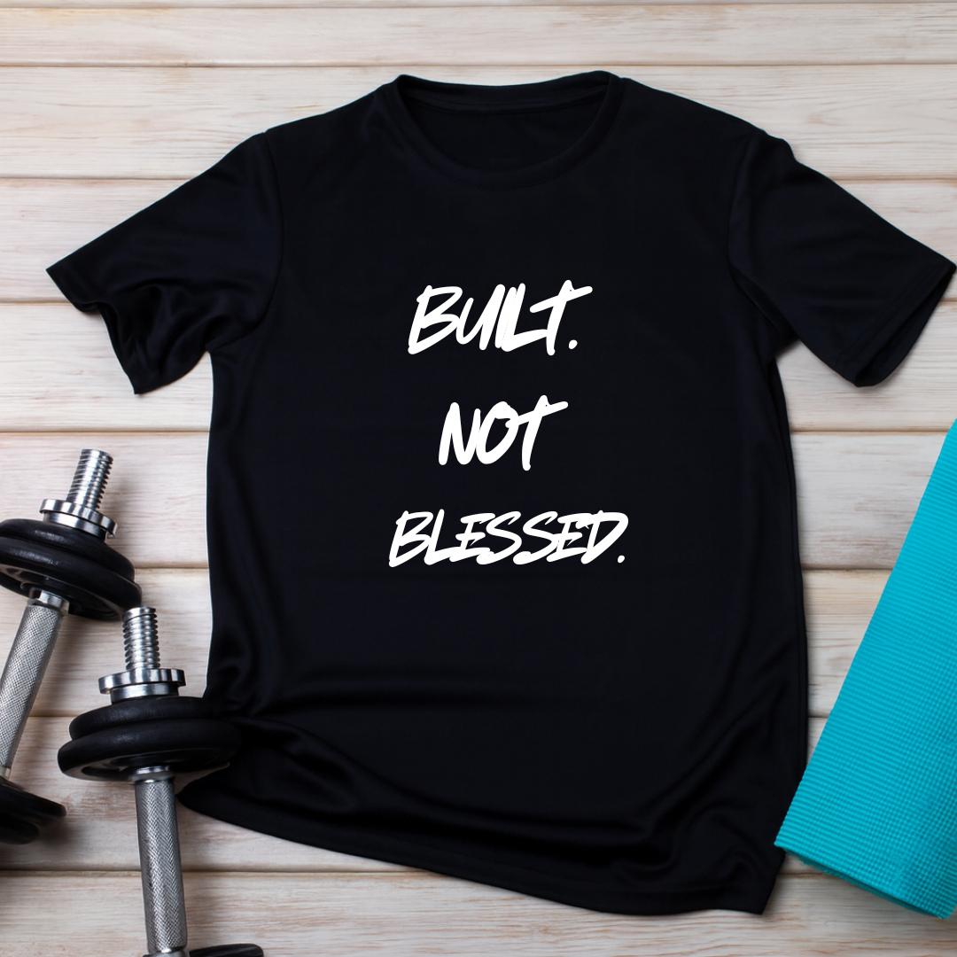 Build Not Blessed black t-shirt text detail - bold typography design