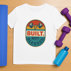 Build Not Blessed B/W gym t-shirt side view - 180 GSM cotton