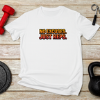 No Excuses Just Reps white cotton t-shirt back design - premium workout wear